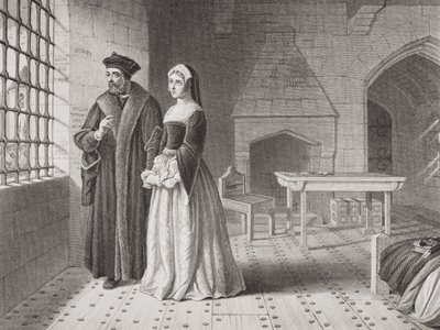 Sir Thomas More (1477-1535) and His Daughter Margaret, Observing Monks Going to Execution from His Prison Window, from 